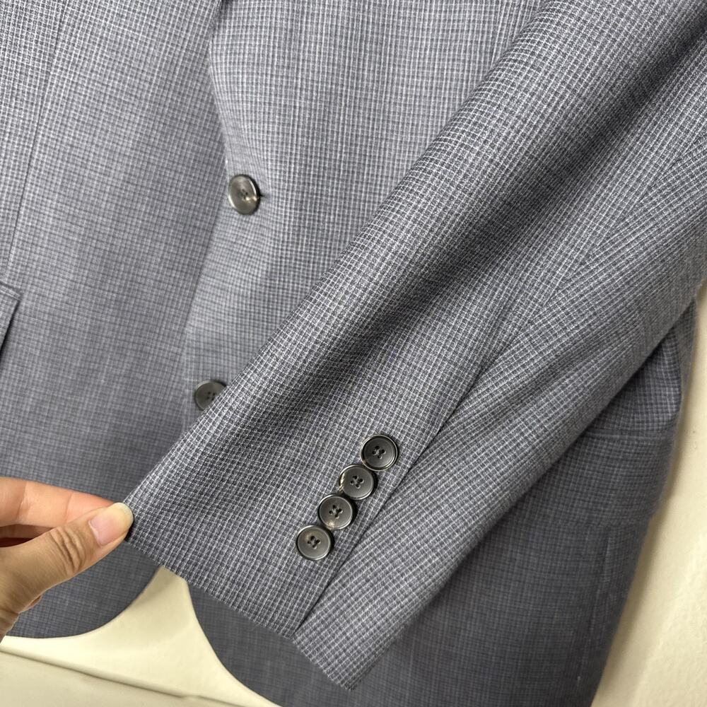 Hugo Boss Wool 42R Lanificio Tesse Super 100 Gray Plaid Blazer Sport Coat Suit - Picture 4 of 14